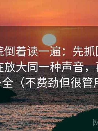 天天影院倒着读一遍：先抓回声效应是不是在放大同一种声音，再把引用补全（不费劲但很管用）